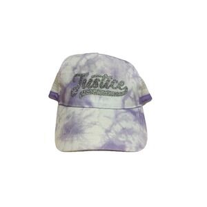 Justice Girls Purple White Tie Dye Glitter Logo Trucker‎ Hat Cap Mesh